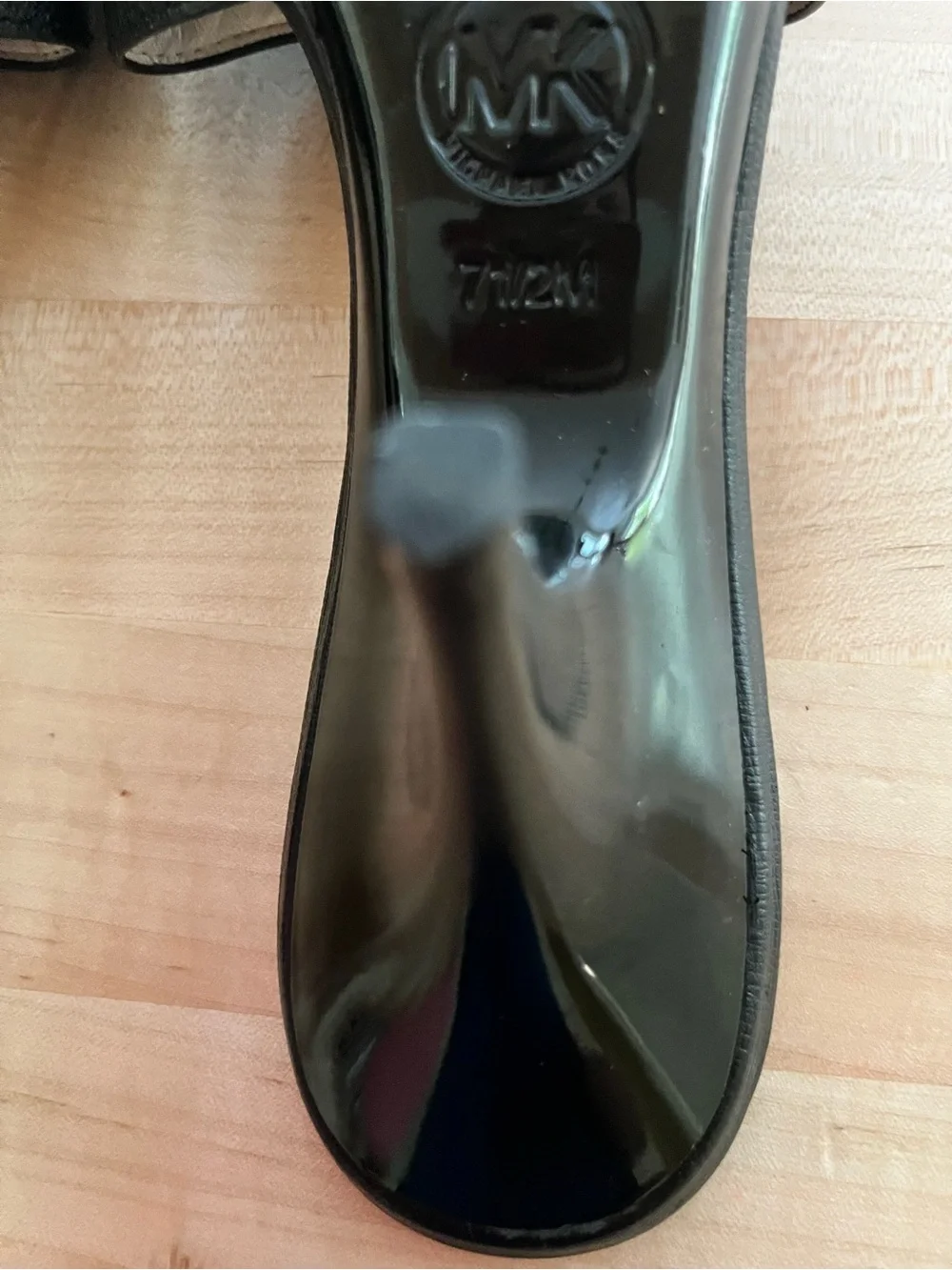 Michael Kors Black Slip-On Mules with Silver MK Emblem, Sz 7.5